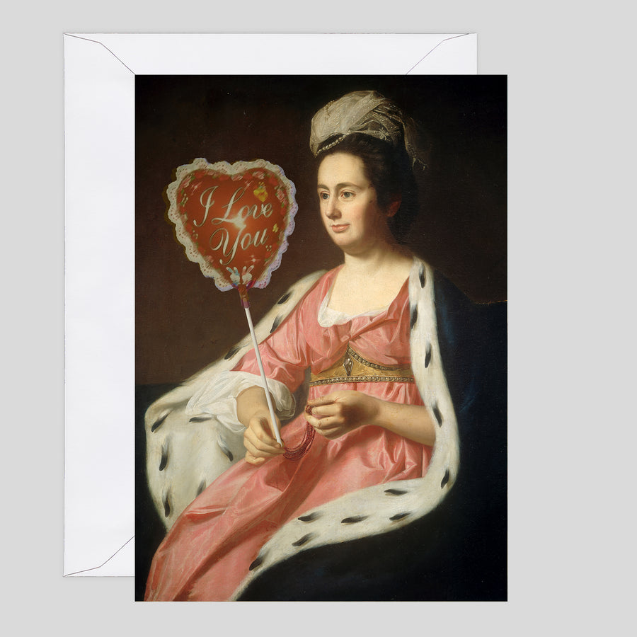 Haus of Lucy - Portrait of Lady with Foil Balloon - Valentine's Card